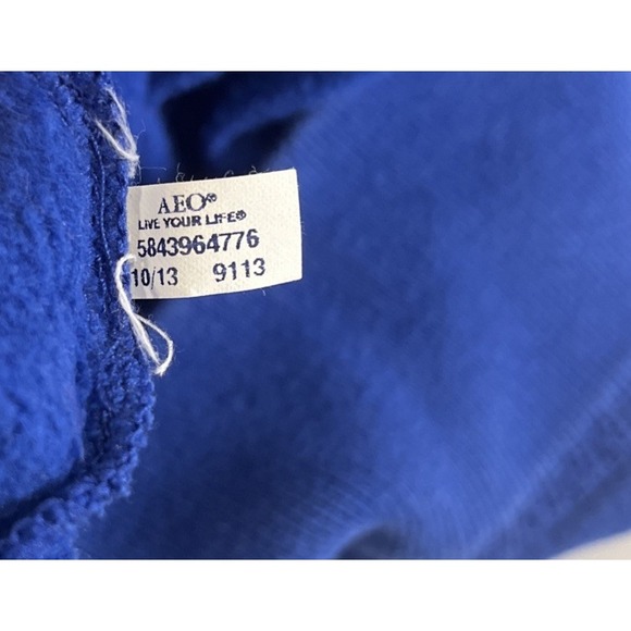 Y2K American Eagle Outfitters Women Hoodie Sweatshirt Blue Green Pullover Medium - Picture 5 of 5